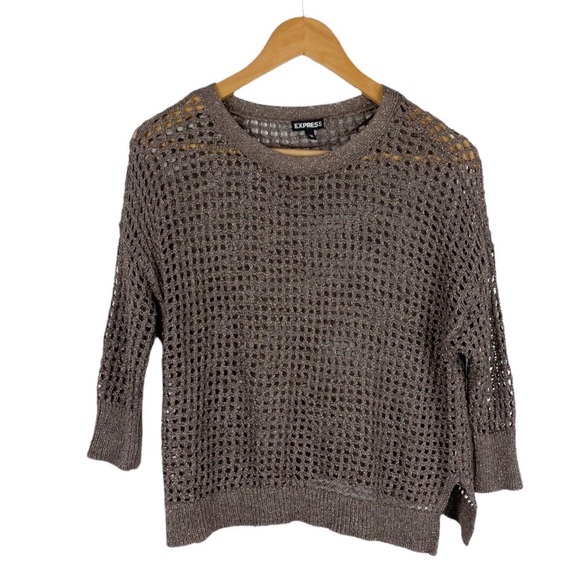 Express Metallic Weave Knot Mesh Top Size XS - Picture 2 of 5